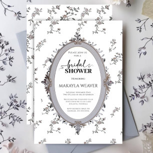 Convite Chá de panela de Quadro Antiquado Elegante Floral 