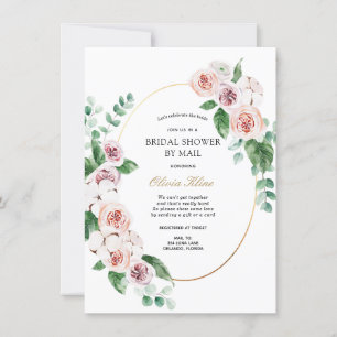 Convite Chá de panela de Quadro Dourado de Peony Rosa por