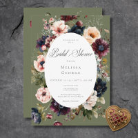 Chá de panela de Quadro Floral Oval Verde Escuro