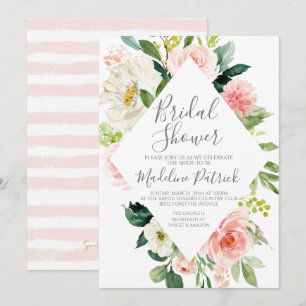 Convite Chá de panela de Quadro Floral Rosa