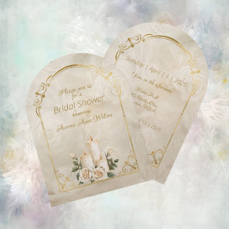 Convite Chá de panela de Quadros de Arca de Rosas Douradas