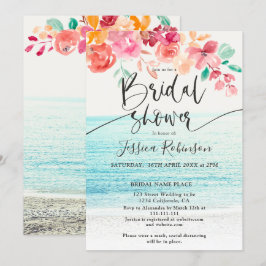 Convite Chá de panela de queda de aquarela floral com foto