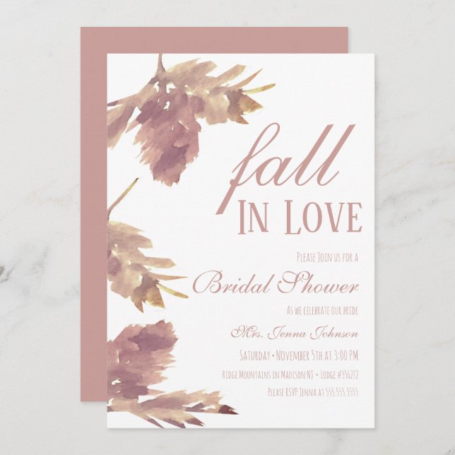 Convite Chá de panela de queda de folha de água (Frente/Verso)