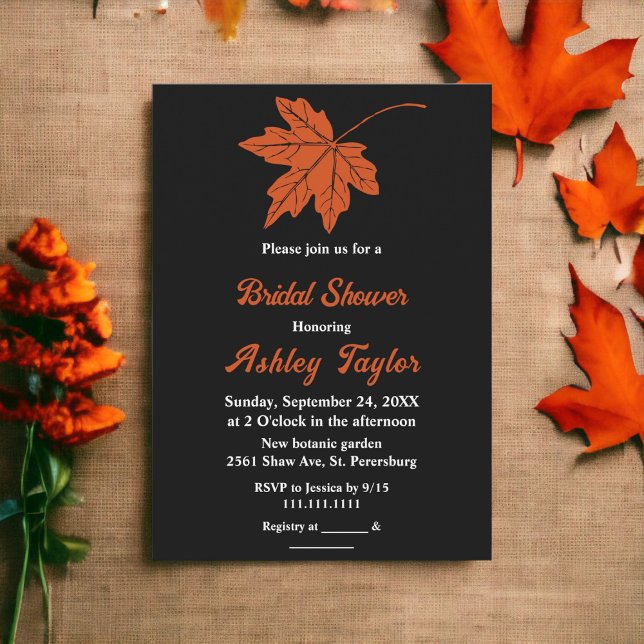 Convite Chá de panela De Queda De Laranja Branco E Preto E (Criador carregado)