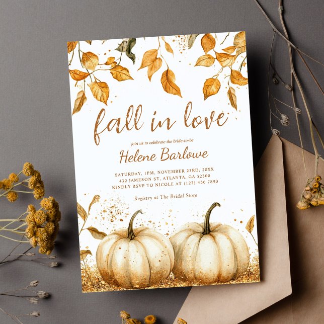 Convite Chá de panela de queda moderna e elegante (Elegant Modern Rustic Fall Bridal Shower Invitation)