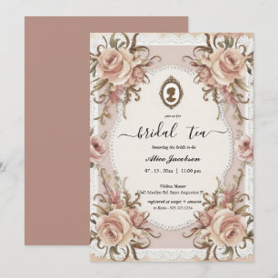 Convite Chá de panela de regência floral Vintage