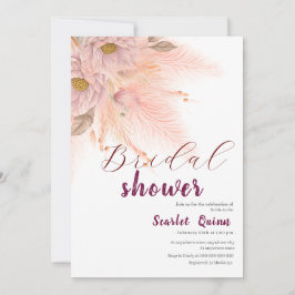 Convite Chá de panela de relva rosa-rosado moderno