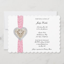 Convite Chá de panela de renda rosa Unicorn