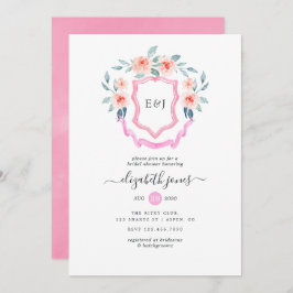 Convite Chá de panela de repouso do monograma floral