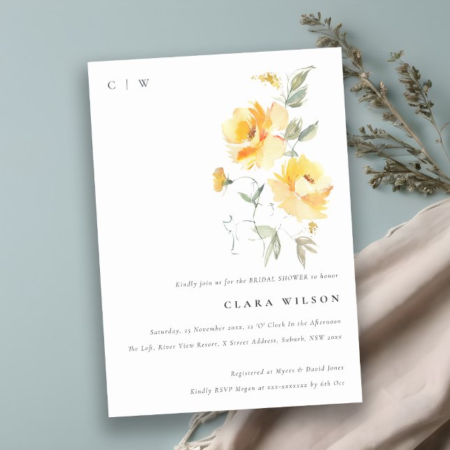 Convite Chá de panela de Rosa de Flores Amarelo (Criador carregado)