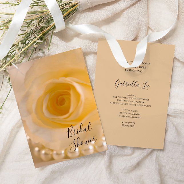 Convite Chá de panela de Rosa e Pérolas Brancas (Criador carregado)