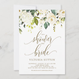 Convite Chá de panela de Rosas Brancas e Hidrangeas da Wat