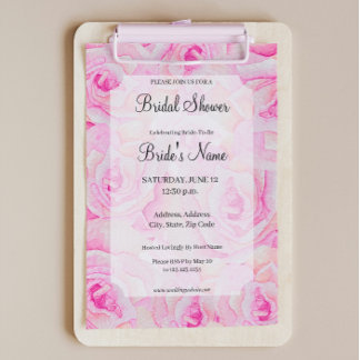 Convite Chá de panela de Rosas Rosa Brilhante