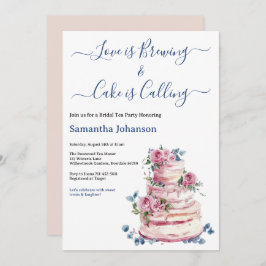 Convite Chá de panela de Rosas Rosa-Rosa-Niveladas de Bolo