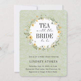 Convite Chá de panela de Sage Amarelo de Flores Selvagens 