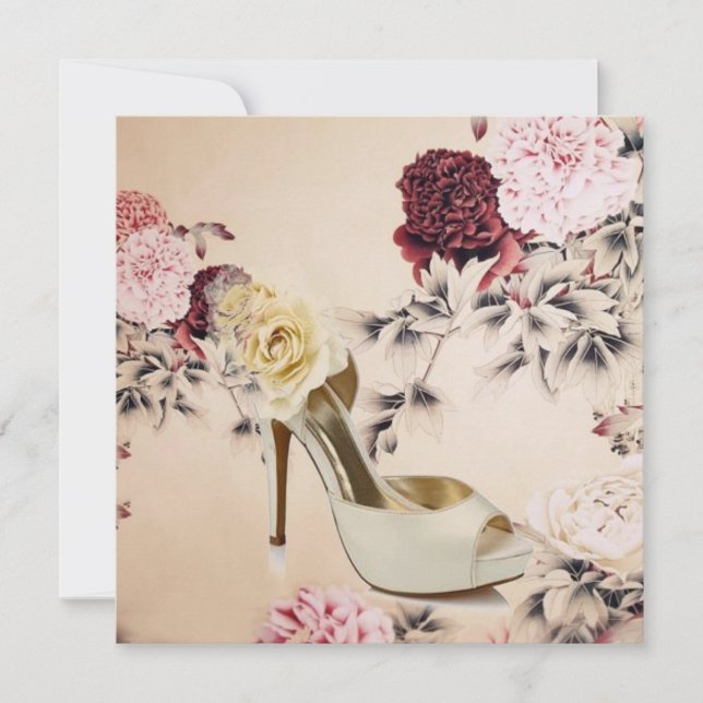 Convite chá de panela de sakura rosa-flor-de-cereja (Frente)