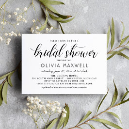 Convite Chá de panela de Script Branco e Preto Moderno