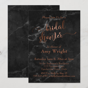 Convite Chá de panela de Script de Cobre Elegante - Mármor