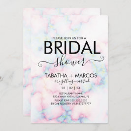 Convite Chá de panela de Script de Padrão de Marble Colori