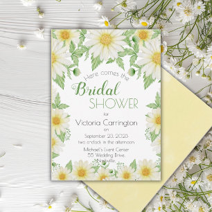 Convite Chá de panela de Script do White Yellow Floral Dai