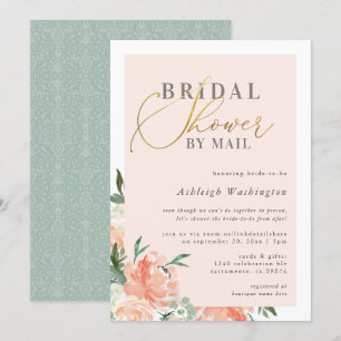 Convite Chá de panela De Script Dourado Floral De Blush P