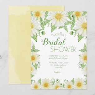 Convite Chá de panela de Script Floral Amarelo Branco do 