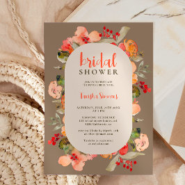 Convite Chá de panela de script floral Boho fall terracott