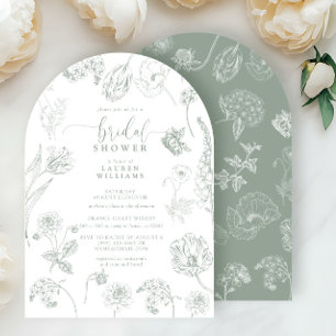 Convite Chá de panela de Script Floral Verde do Vintage Sa