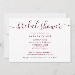 Convite Chá de panela de Script Moderno Burgundy