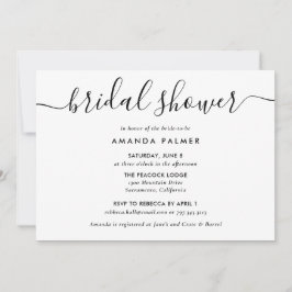 Convite Chá de panela de Script Moderno Preto e Branco