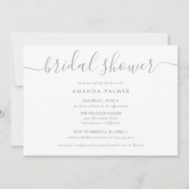 Convite Chá de panela de Script Moderno Verde Sage