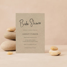 Convite Chá de panela de Script Preto Simples com Linn de