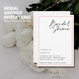 Convite Chá de panela de Script Rosa Blush Elegante Simple