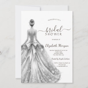 Convite Chá de panela De Silver Bridal Dress Silver
