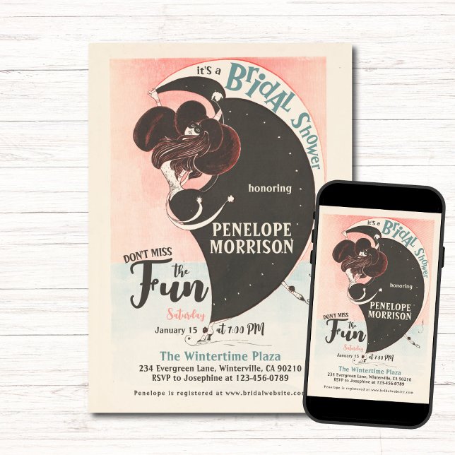 Convite Chá de panela de Skating Woman Art Deco Winter (Criador carregado)