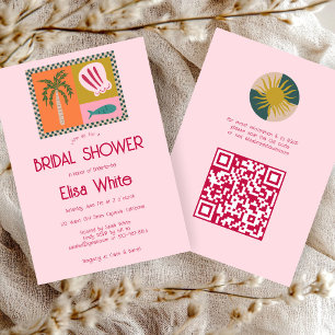 Convite Chá de panela de Soiree Moderno Caudal QR