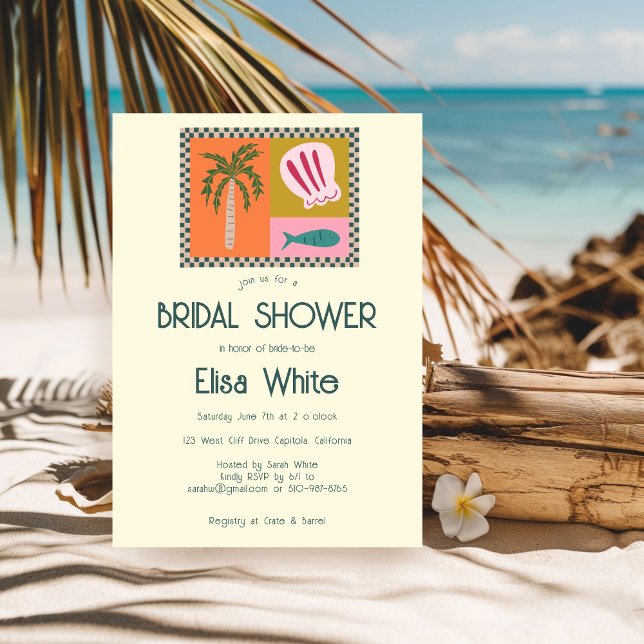 Convite Chá de panela de Soiree Moderno CLIENTE (Seaside Soiree Bridal Shower Modern Cute CUSTOM Invitation
)