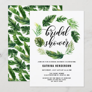 Convite Chá de panela de solha de folhas tropicais