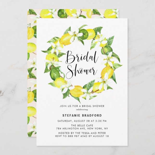 Convite Chá de panela de Solo com Limão de Limão (Frente/Verso)