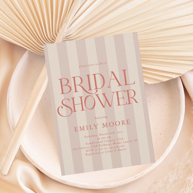 Convite Chá de panela de stripes do Clube de País Elegante (Criador carregado)