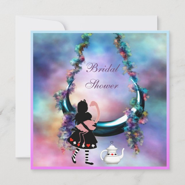 Convite Chá de panela de suspensão da lua de Alice & de (Frente)