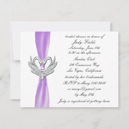 Convite Chá de panela de Swans de Prata Roxo