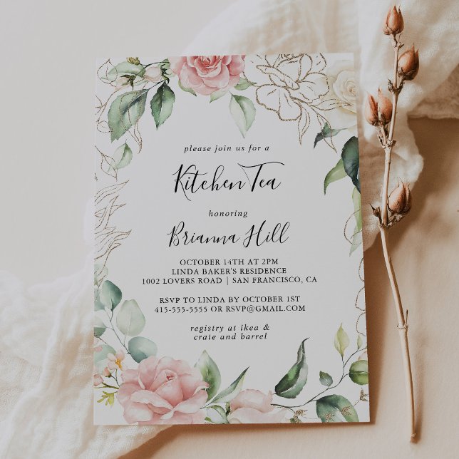 Convite Chá de panela de Tea da Cozinha de Folhagem Verde  (Criador carregado)