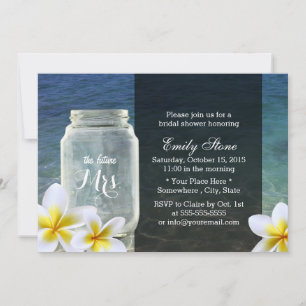 Convite Chá de panela de Tema da Praia de Frangipani e Ma