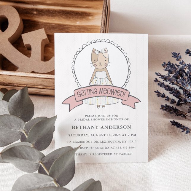 Convite Chá de panela de Tema de Gato Enrolado A Rosa (Criador carregado)