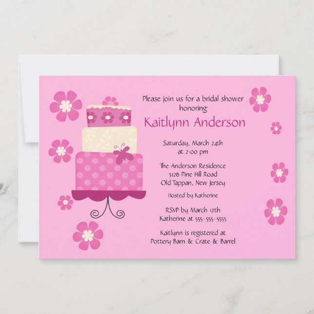 Convite Chá de panela De Tendência De Bolo (Frente)