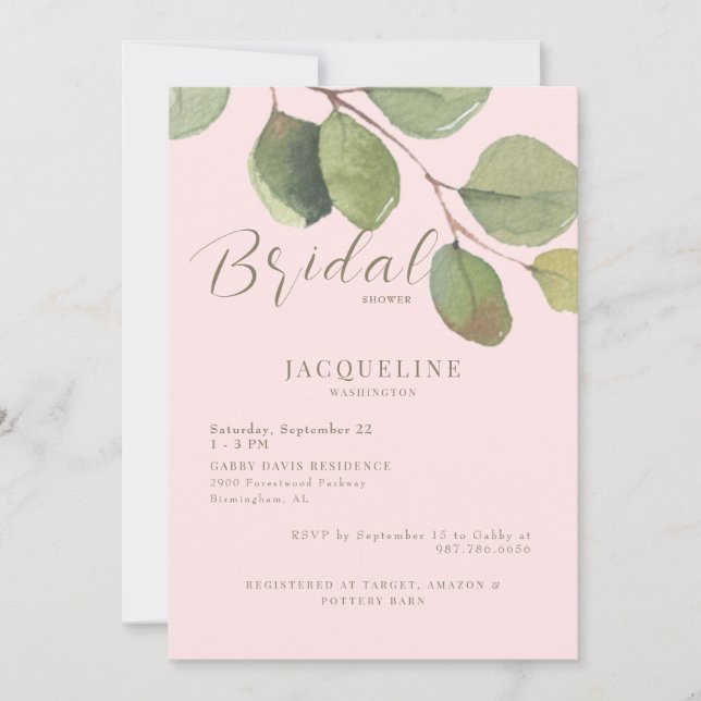 Convite Chá de panela de Texto Dourado para Blush do Eucal (Frente)