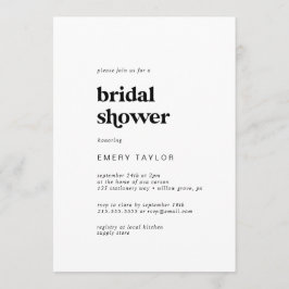 Convite Chá de panela de Tipografia Negra Moderna