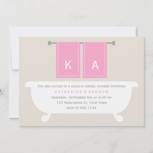 Convite Chá de panela de Toalhas dele e dela {rosa} (Frente)