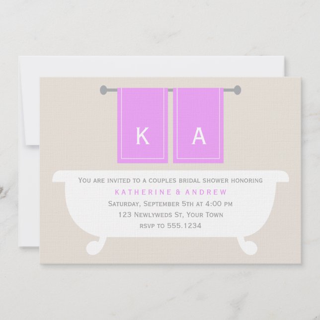 Convite Chá de panela de Toalhas Dele e Hers {violet} (Frente)